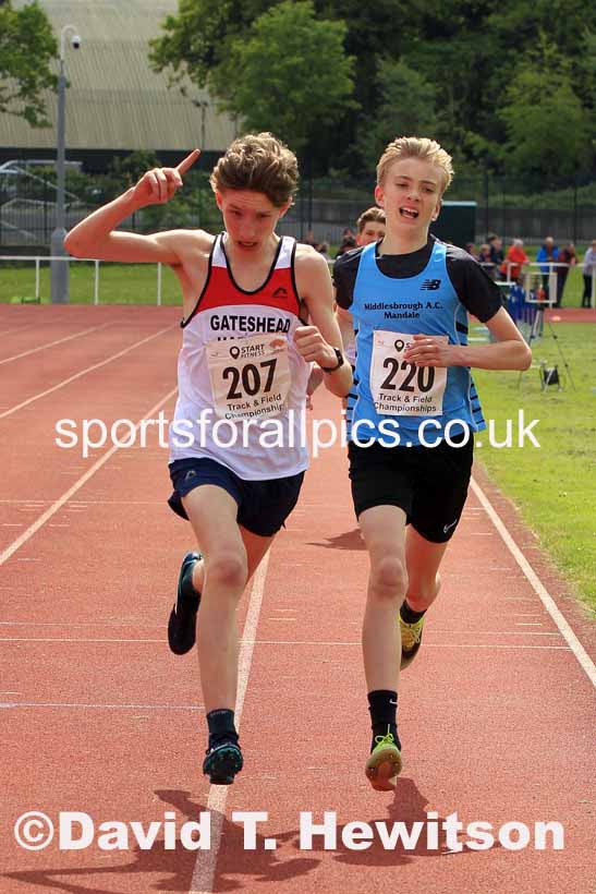 Boys Under-15s 1500 metres, 2023 North Eastern Track and Field Champs., Middlesbrough Sports Village, Middlesbrough. Photo: David T. Hewitson/Sports for All Pics